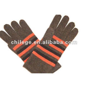 Pure Cashmere Gloves with Stripe on